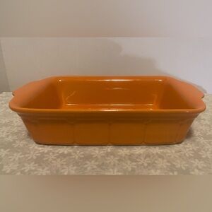 Vintage Baking Stoneware Pumpkin Orange 9” x 6” Stamped: P323 093 Serving Dish